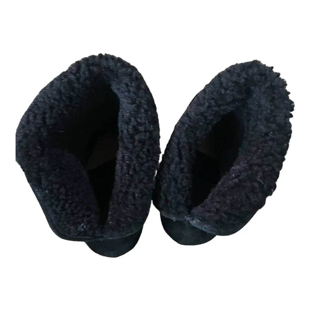 UGG PURE Leather Ankle Boots Women's US 9 100% Wool Sock Lining Heel